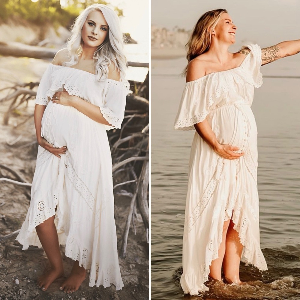 Free People Tambourine Off Shoulder Maxi Dress Large Blush Pink Boho Ethereal - Picture 3 of 15